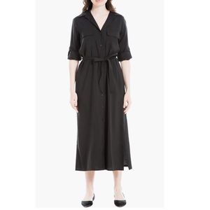 MAX STUDIO Black Roll Sleeve Belted Utility Maxi Shirtdress - New W/Tag -Reemoly